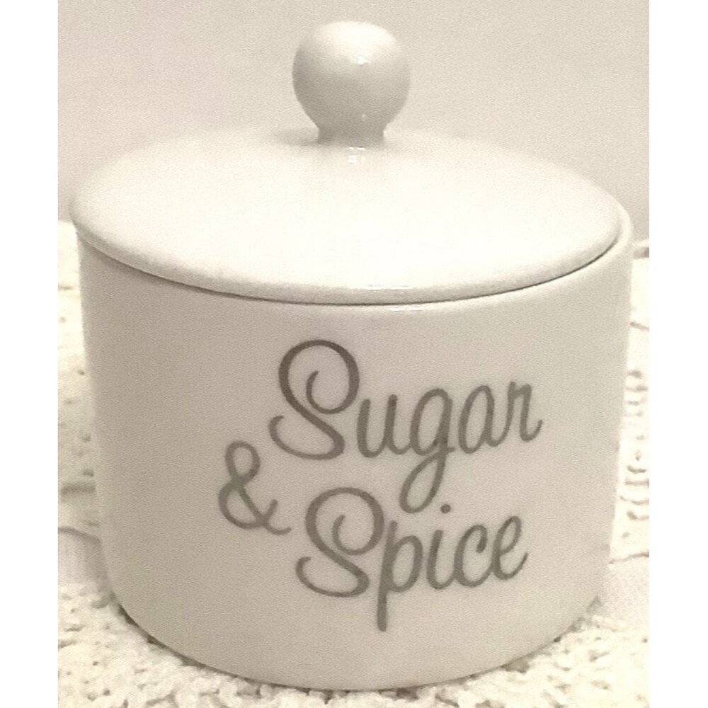 Kate Aspen Sugar/Trinket Dish with Lid “Sugar & Spice and Everything Nice”